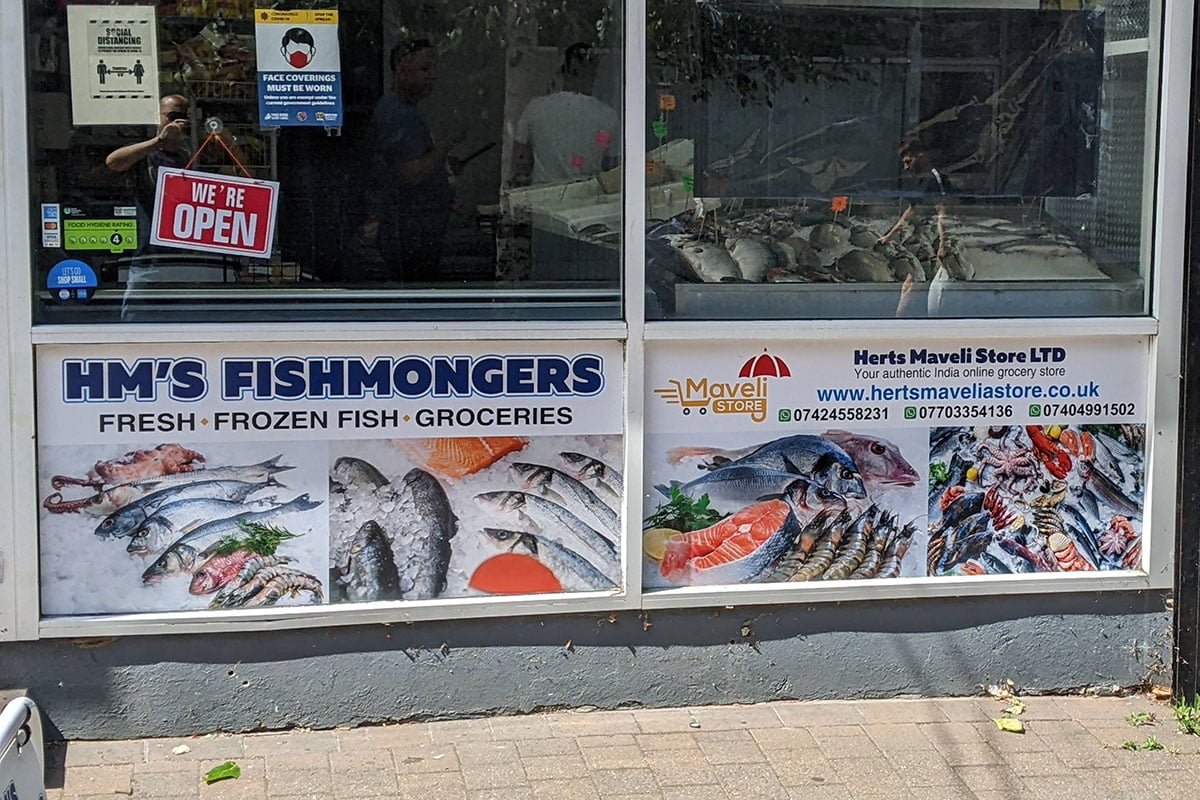 HM Fishmonger Shop Vinyl Sign