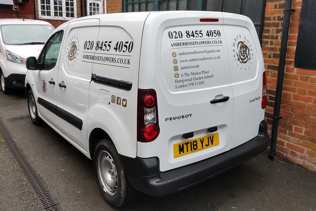 Amber Rose Flowers Van Signs